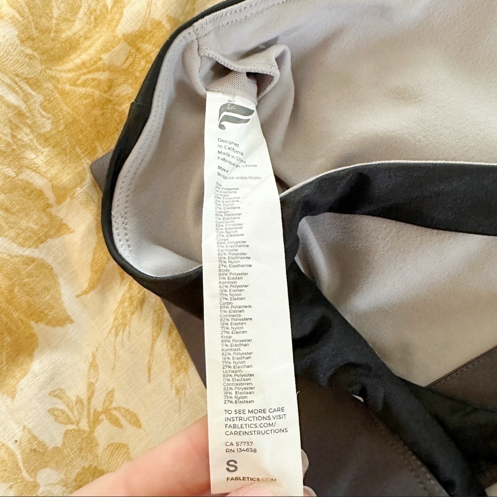 FABLETICS High Impact On the Go No-Bounce Sports Bra Zip Long Line Black Grey S - Picture 9 of 9